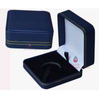 custom made royal blue PU leather coin box in direct factory price