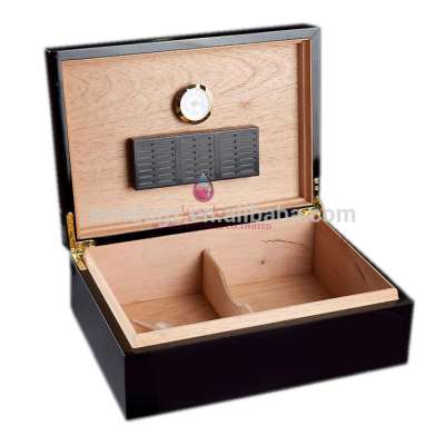 high end custom black humidor wooden cigar gift box