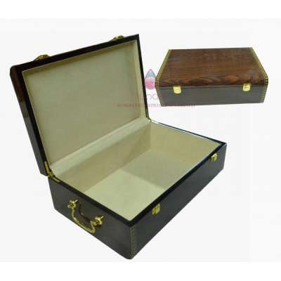 custom vintage wooden shoe box with metal handle