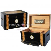 Sundo custom wholesale high end wooden cigar humidor box with drawer