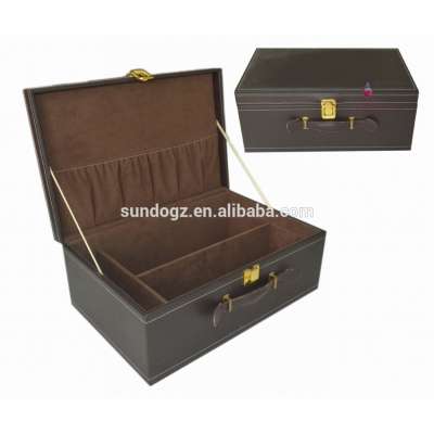 luxury drop front custom logo leather  boots storage packaging  wooden shoe box