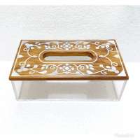 DECORATIVE HANDMADE BEAUTIFUL M O P INLAY BOX FOR TISSUES